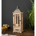 thumbnail image 4 of Large Rustic Wooden Metal Decorative Lantern Set of 2, Modern Farmhouse Floor Candle Lanterns with Drawer, Indoor/Outdoor Hanging Lanterns for Home Decor (No Glass), 4 of 5
