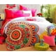 thumbnail image 1 of Boho Rojo Azul Rosa 100% Algodón Espeso Ropa de Cama Set Funda Nórdica Sábana Almohada, 1 of 2