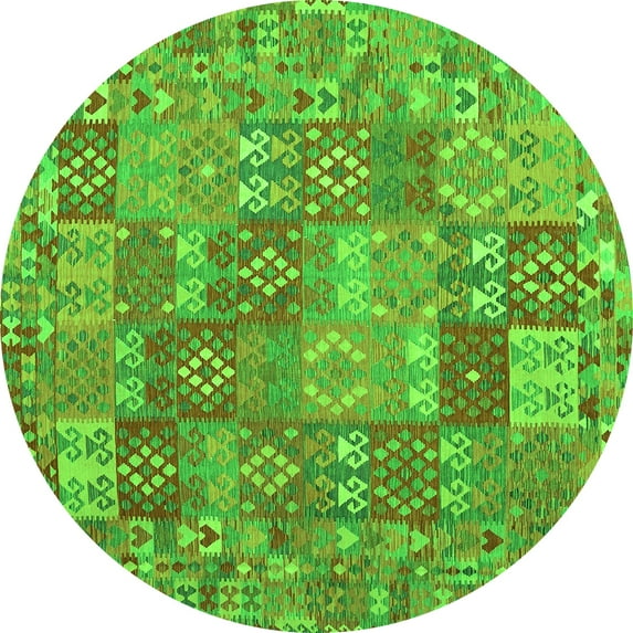 Ahgly Company Indoor Round Southwestern Green Country Area Rugs, 6' Round