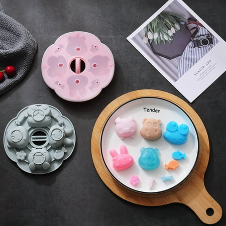 

Windfall Chocolate Soap Candle Crayon Cookies Plaster DIY Silicone Mold Pan Tray Kids Fun Maker Dessert Mold Heat Resisting DIY Silicone Cartoon Animal Pattern Cake Mold for Children
