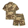 thumbnail image 4 of Dwelliawo Men's 2 Piece Casual Camouflage Outfit, Short Sleeve Button Down Shirt and Drawstring Shorts Breathable Summer Outfits for Outdoor Activities and Leisure Light Brown 3xL, 4 of 5