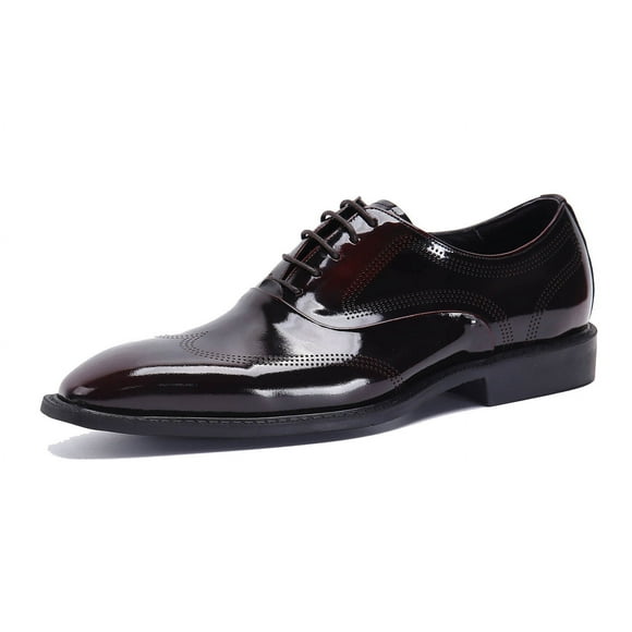 Santimon Wine Red Dress Shoes for Men Brogue Lace-up Oxofrd Shoes Classic Formal Shoes for Wedding Party US 8