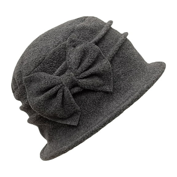 Tanghaowl Womens Hat Women’s Double Layer Bucket Hat Thick Autumn Winter Warm Hat With Elegant Bow Korean And European Style Hat Women Autumn