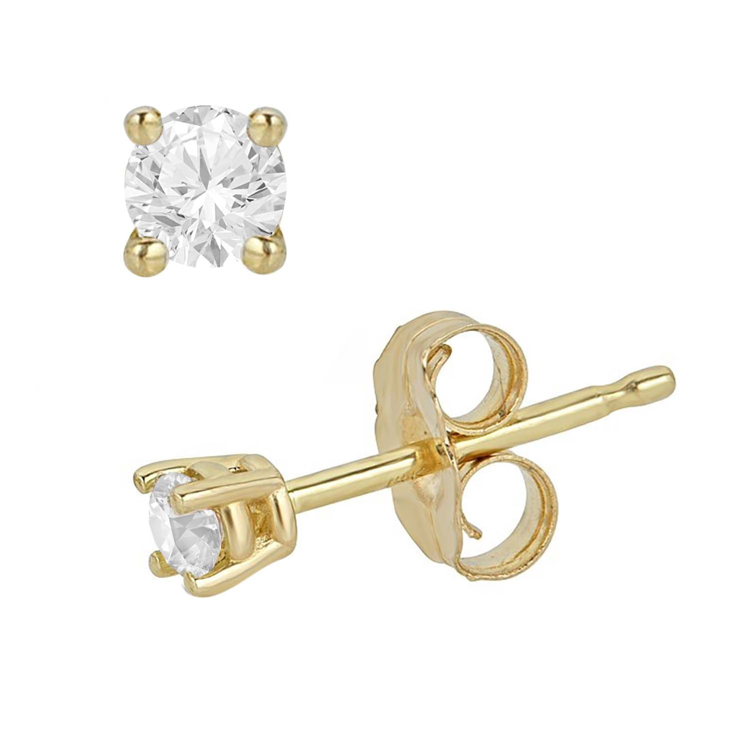 0.28 cttw, F-G Color, VS Clarity IGI Certified Round Lab Grown Diamond Stud Earrings In 10K Solid Yellow Gold 