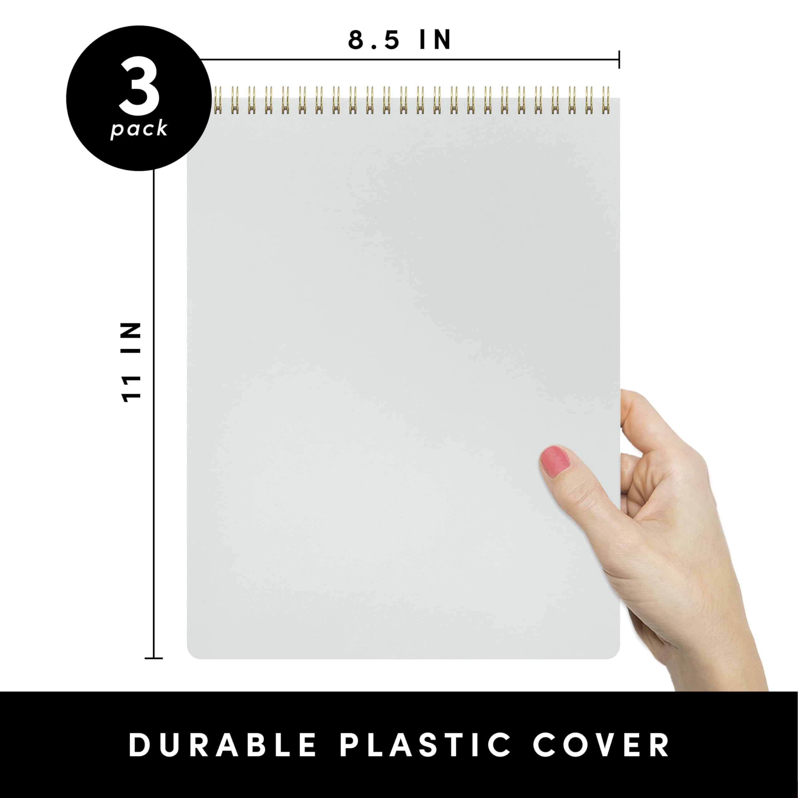 Top Bound Spiral Notebook  3 Pack Lined Notepad (raspberry/marigold/mint) 70 Sheets (140 Pages) Per Wide/legal Ruled 8.5 Inches X 11