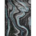 thumbnail image 2 of HR Turqouise Grey Black Modern Contemporary Abstract Area Rugs Marble Pattern, 2' x 7' Runner, 2 of 6