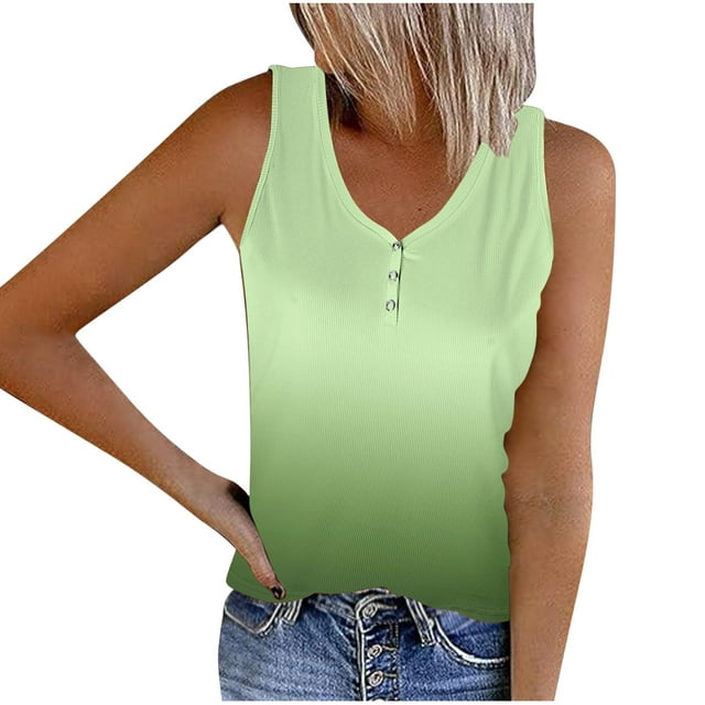 Birdeem Womens Striped Round Neck Button Elastic Tank Top