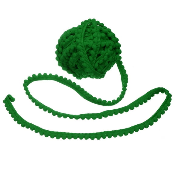25 Yards Pom Pom Trim Ribbon, 0.5" Wide Leaf Green Pom Pom Ball Fringe Trim Sewing Fringe Fabric Trim Ribbon for DIY Crafts Curtain Clothes Pillow Home Decoration