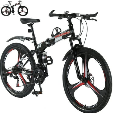 Jacgood 26 Inch Adult Mountain Bike with 24-Speed Drivetrain and Double Disc Brakes, Foldable Design, and High Carbon Steel Frame for Adult Cycling
