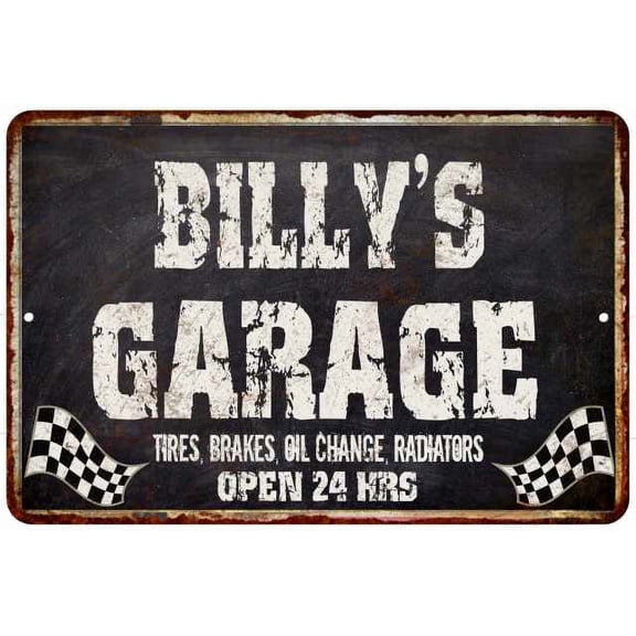 BILLY'S Garage Black Grunge Sign 8x12 Decor Gift 208120005126