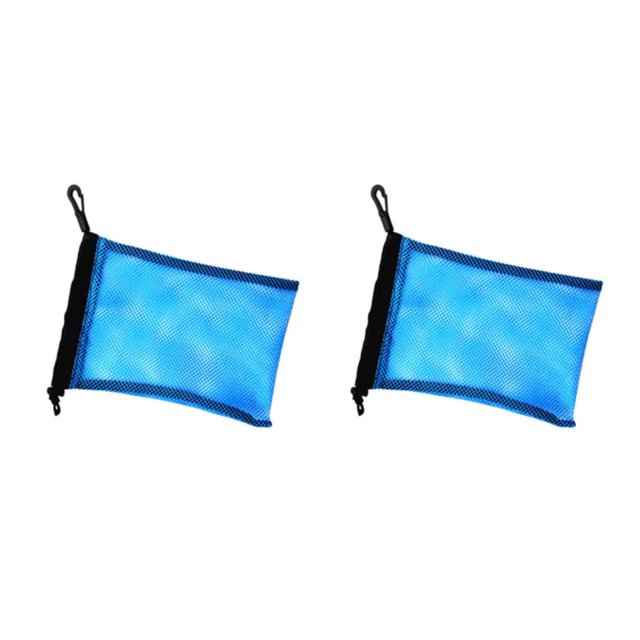 Transemion Dive Swimming Drawstring Mesh Bag Storage for Gear Diving Snorkel Blue 9 Inch x 6.5 Inch 2Set