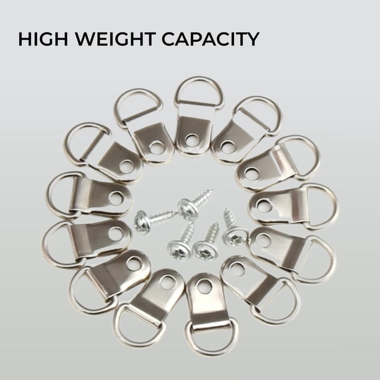 50Pcs Small D Ring Picture Hangers With Screws Heavy Duty Picture Hanging D Rings Hardware Bulk D Rings Single Hole Picture Frame Hanger Picture Hooks For Mirror,Clock,Decoration,Artwork Picture Frame