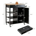 thumbnail image 2 of Gymax Mobile Kitchen Island Cart Serving Utility Trolley Drawer Shelf Towel Rack Brown, 2 of 10