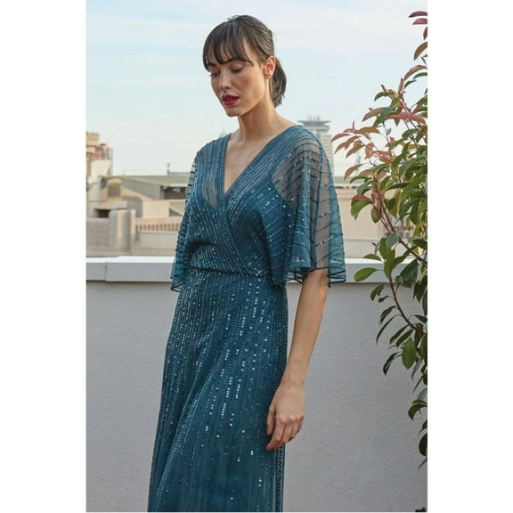 Women's Terani Couture 251M4613 Long Formal Mother Of Groom Gown Petrol 2