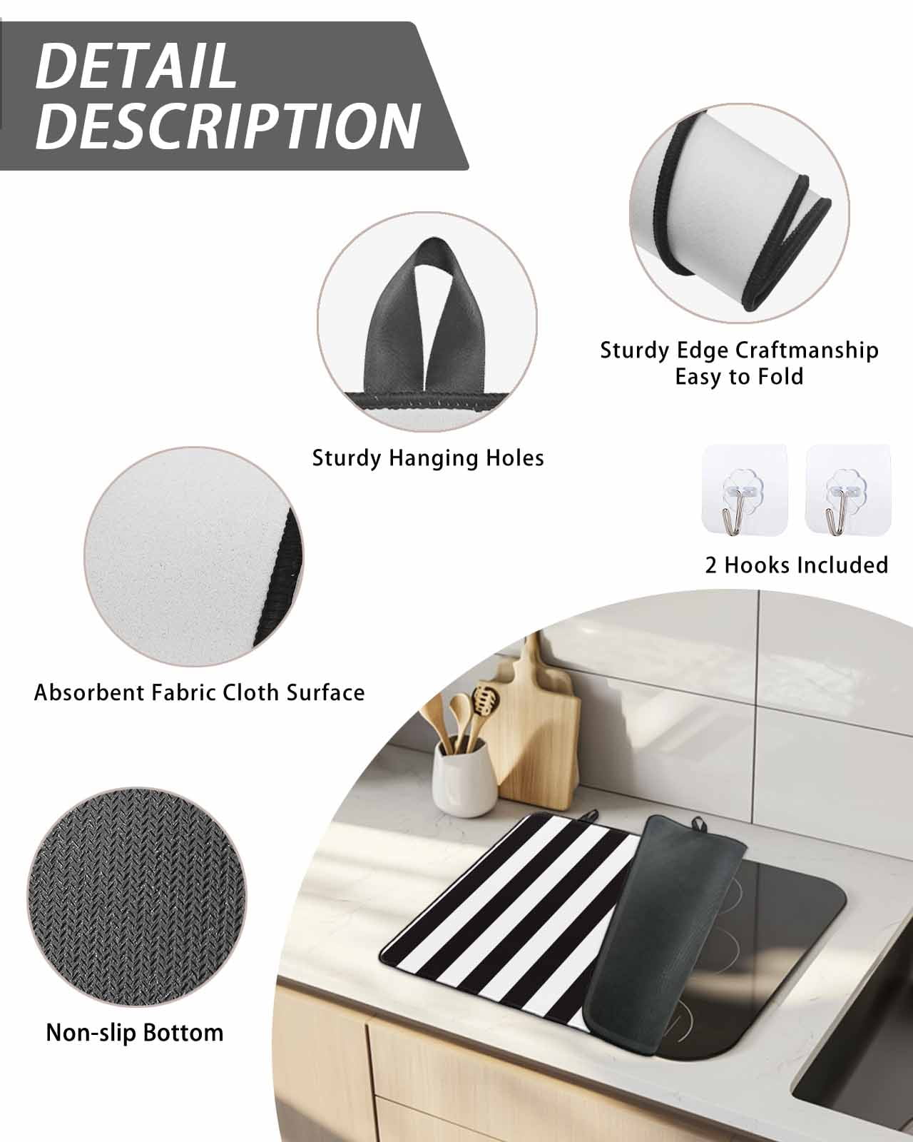 Stove Top Covers for Electric Stove, Simple Black White Stripes Glass Stovetop Cover Protector, Modern Stripes Induction Cooktop Protector Oven Mat for Kitchen Countertop 24"x21"