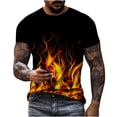 thumbnail image 1 of Camiseta unisex de uso diario para hombre, con estampado gráfico en 3D, con estampado de llamas, manga corta, blusa informal Pompotops  oipoqjl31412, 1 of 9