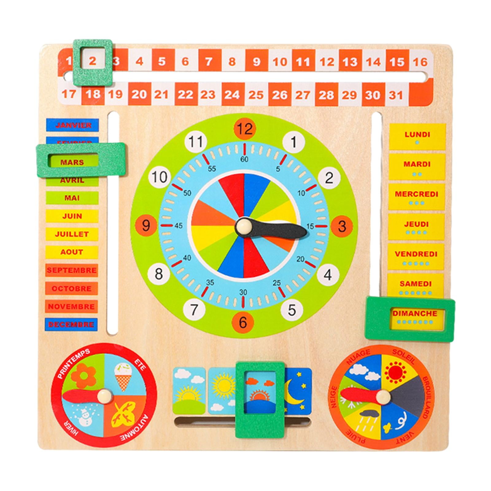 Puzzle Clock Early Educational Toy, Teaching Clock Toy for Kids girls and boys Calendar Clock