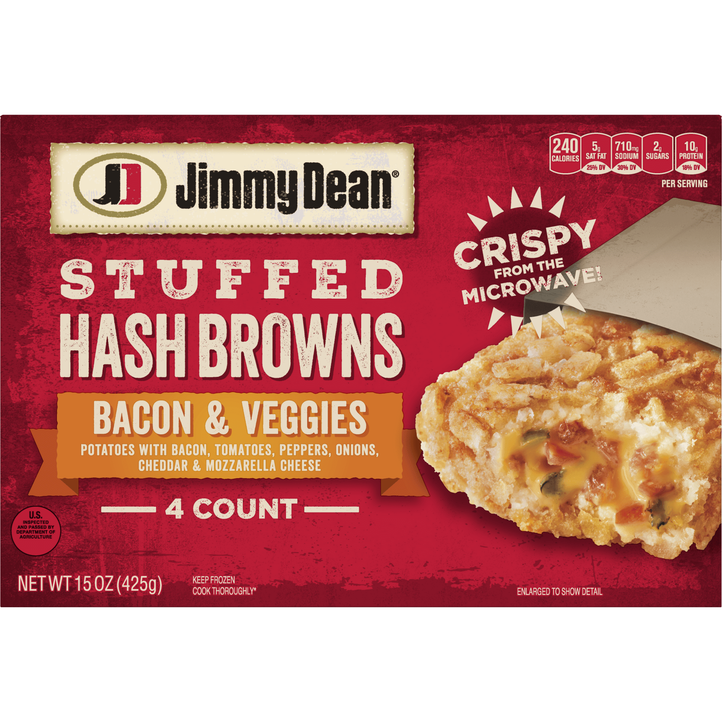 Jimmy Dean® Bacon & Veggies Stuffed Hash Browns, 4 Count (Frozen