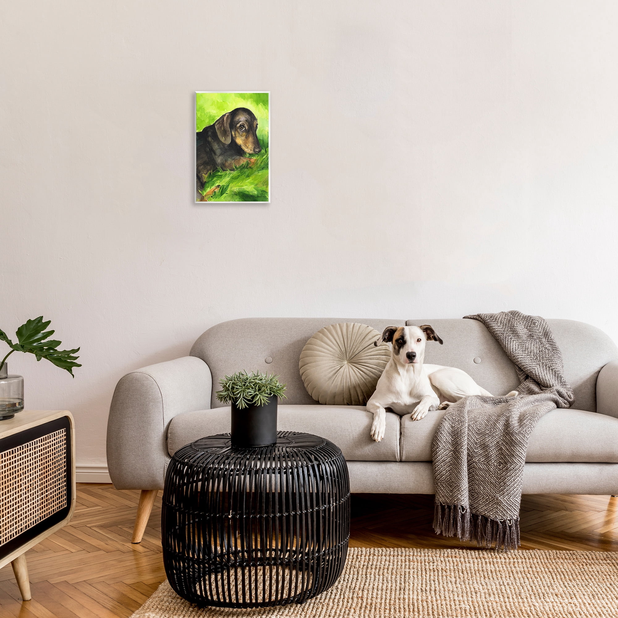 Stupell Industries Dachshund Relaxing in Grass Animals & Insects Painting Unframed Art Print Wall Art, 13 x 19