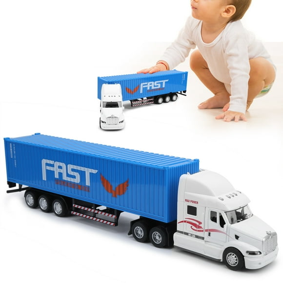 Container Truck Model, Durable Container Truck Model Toy, Pull-Back Vehicle Toy, Delicate Work Multifunctional for Collection Decoration White + Blue,Red + Yellow