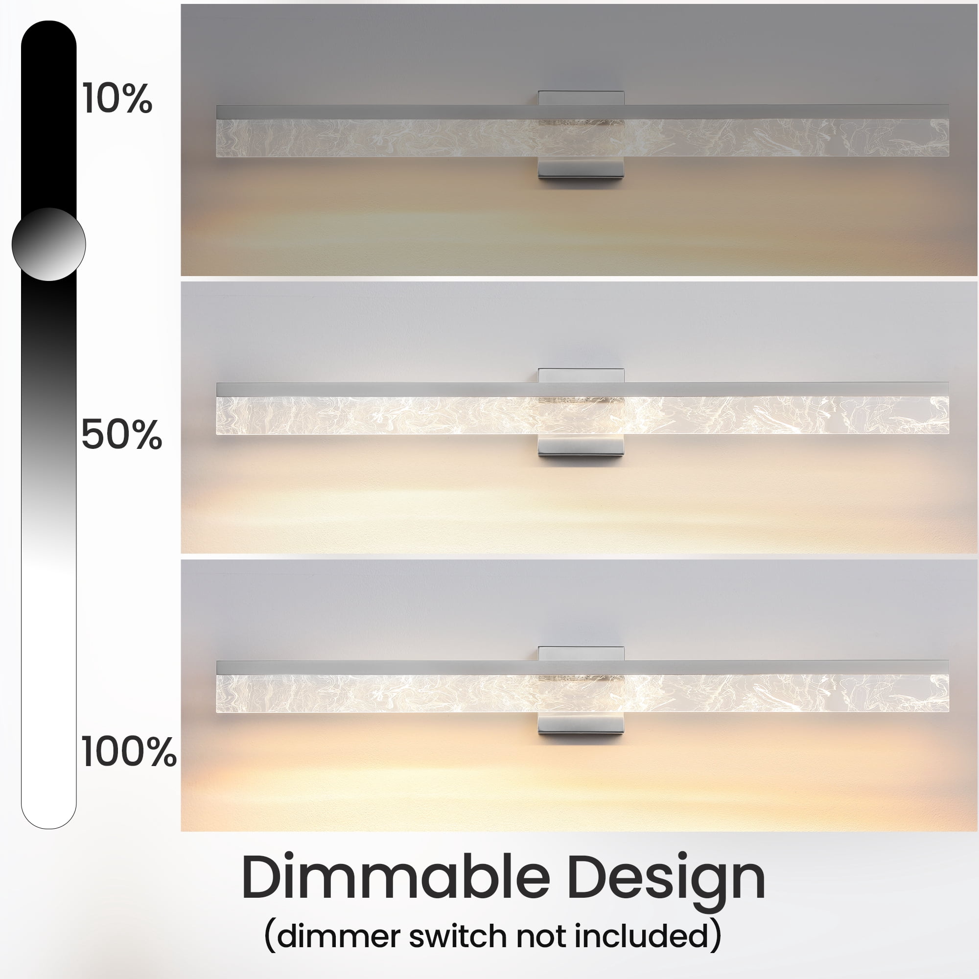 Brushed Nickel Bathroom Light Fixtures 39 inch Dimmable Metal Wall Sconce Fixtures Over Mirror LED Vanity Light Bar for Restroom Mirror 3000K Warm White Light