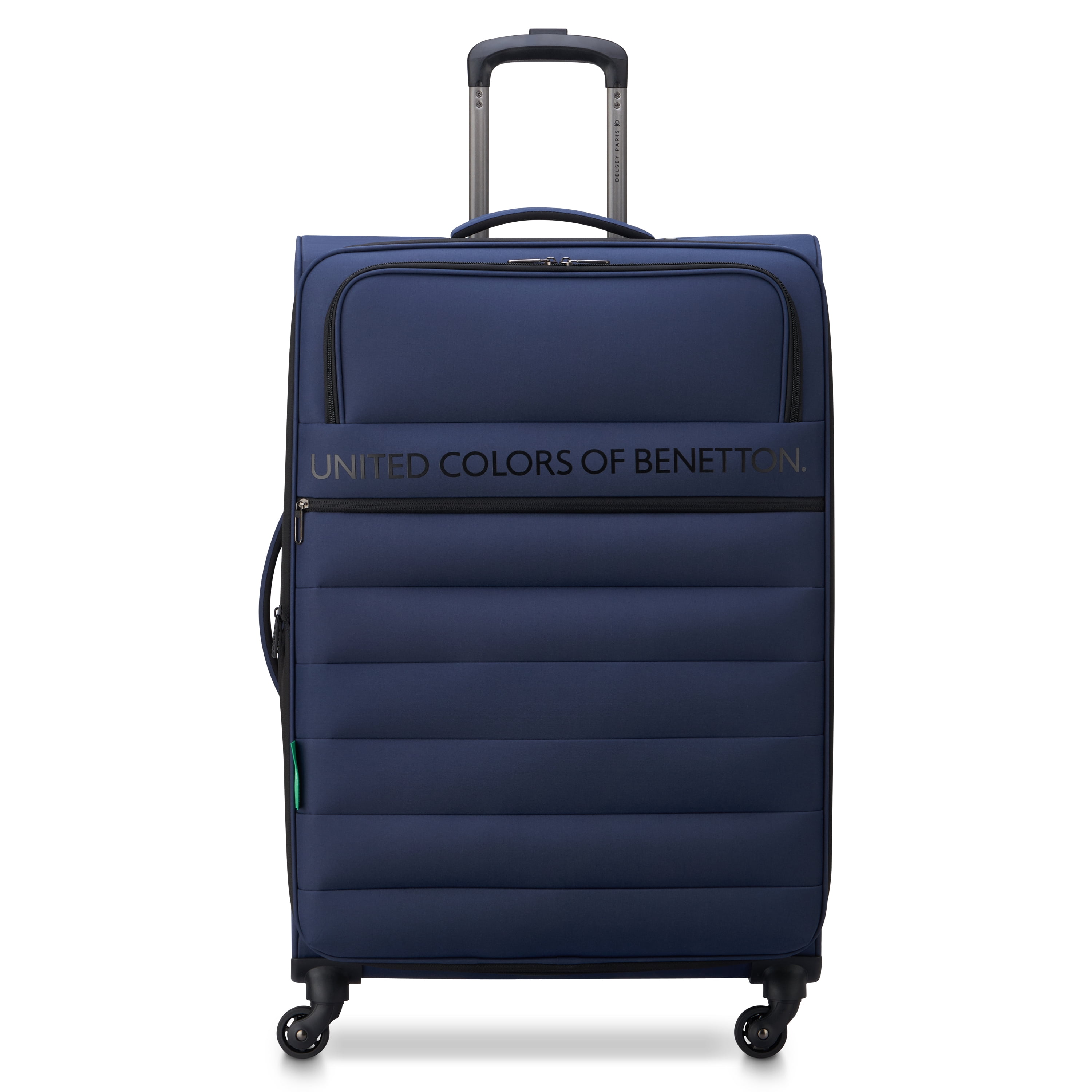 United Colors of Benetton x Delsey Paris, Ribbed Softside 27" Large Checked Expandable Spinner Luggage, Navy