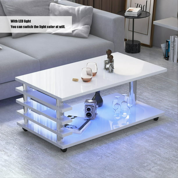 Led Light Removable Coffee Table, Sofa Table With Led Lights