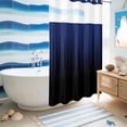 thumbnail image 5 of No Hook Shower Curtain, Navy Blue Black Ombre Shower Curtains for Bathroom with See Through Top Window, Modern Abstract Striped Gradient Waterproof & Washable Bath Curtain Small Stall 36"x78", 5 of 9