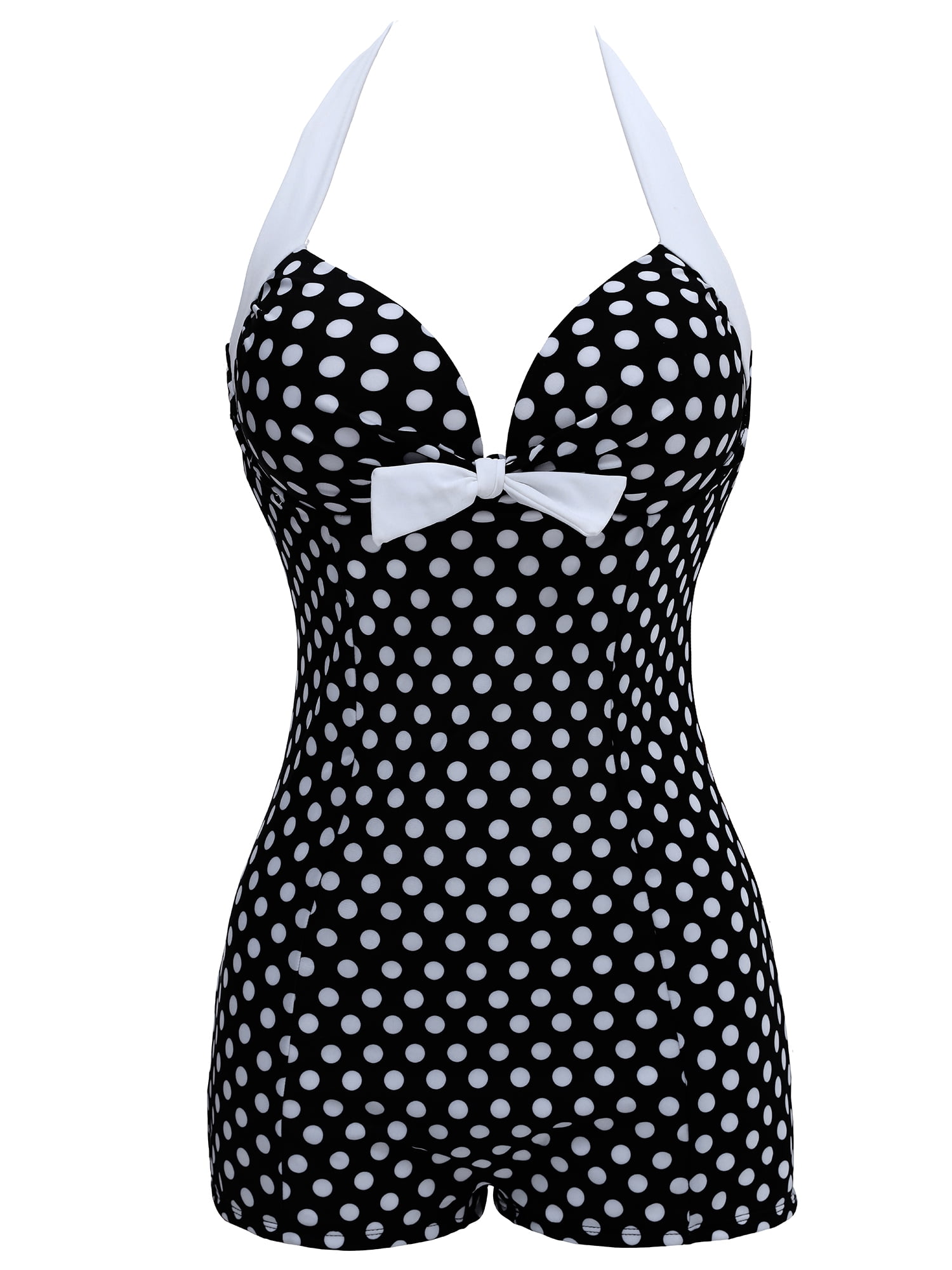 M-3XL Plus Size Women One-Piece Swimsuit, Halterneck Bandage Swimwear, Swimming Costume Padded 