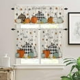 thumbnail image 2 of Thanksgiving 3 Piece Kitchen Curtains Tiers and Valances Set, Fall Orange Pumpkin Maple Leaves Sunflower Vintage Beige Rod Pocket Short Window Tiers Curtains Panel and Valance for Cafe Bathroom, 2 of 6