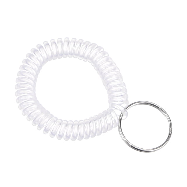 Unique Bargains Porte-Clés Spirale Extensible en Plastique pour Poignet, Blanc Clair, Lot de 6
