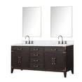thumbnail image 2 of Laurel 72 in W Brown Oak Double Vanity, Carrara Marble Top, Faucet Set, & 34 in Mirrors, 2 of 9