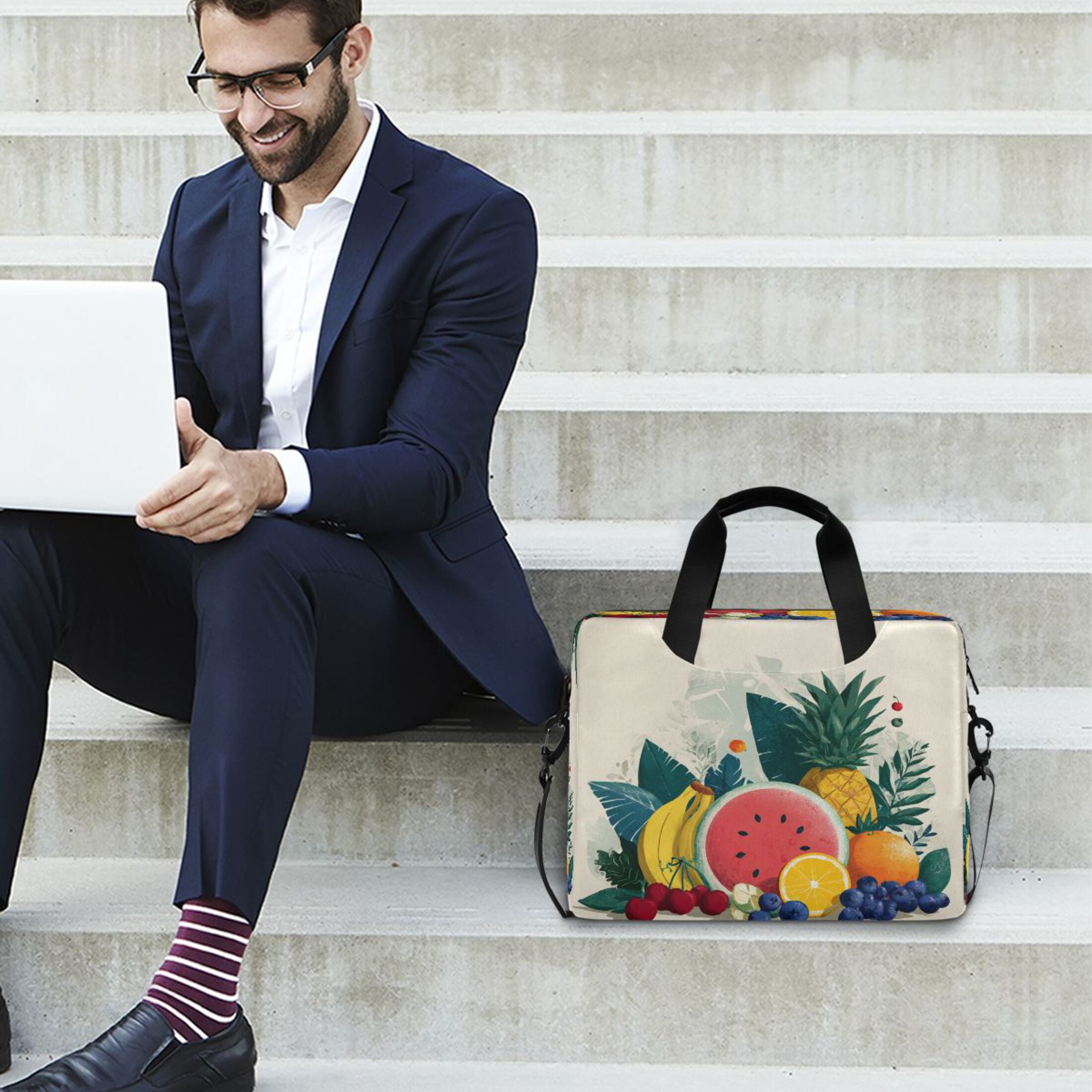 Laptop Bag Laptop Briefcase 15.7 x 3 x 11.8 Inches Laptop Bag Briefcases Laptop Storage Travel Laptop Bag Work Laptop Bag Vibrant Fruit