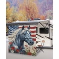 thumbnail image 5 of 4th of July RV Awning Sun Shade Screen 9'X7' Patriotic Horse Mesh Sunscreen Vintage American Flag Flowers Awning Shade Screen with Zipper UV Blocker Completed Kits for RV Motorhome Camper, 5 of 7