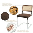 thumbnail image 7 of Natural Rattan Counter Height Stools Set of 3 with Solid Wood Back, 24 Inch Mid Century Modern Cesca Bar Stools, Brown Upholstery Boho Stool for Kitchen Counter with Chrome Metal Legs, 7 of 7