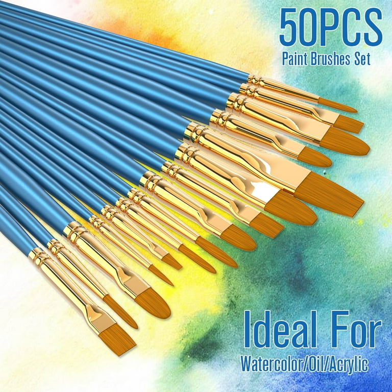 RELAX 50 PCS Paint Brushes, Artist Paint Brush Set for Acrylic Painting Oil  Painting Watercolor Painting Gouache Painting Face Painting 