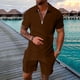 thumbnail image 1 of WILLBEST Traje Corto para Hombre, Dos Trajes para Hombre, Camisa y Pantalones Cortos de Color Liso con Cremallera En La Parte Superior., 1 of 4