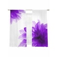 thumbnail image 2 of Purple Semi Sheer Curtains 63 Inch Length 2 Panels Set, Boho Modern Floral Abstract Ombre Leaf White Sheer Kitchen Curtain Privacy Voile Window Curtain for Living Room Bedroom Rod Pocket Drapes, 2 of 7