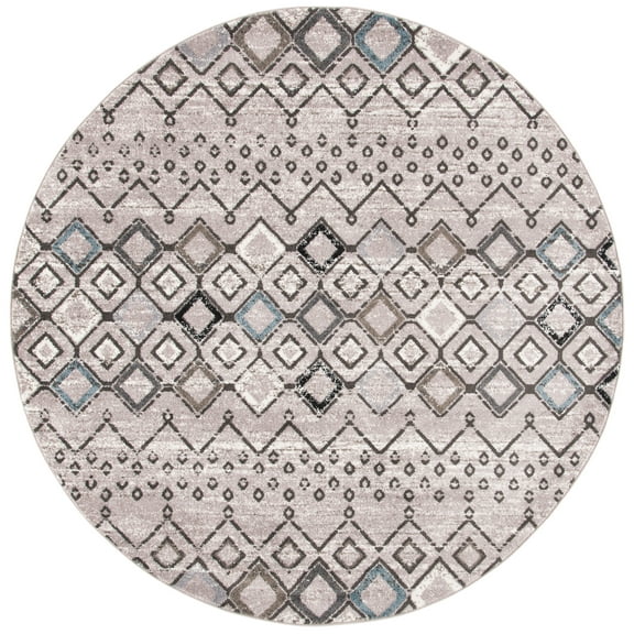 Safavieh Amsterdam Gladwin Geometric Area Rug, Light Grey/Brown, 9' x 9' Round