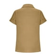 thumbnail image 5 of GigrtiJin Women's Short Sleeve Button down Shirt Solid Color Fashion Lapel Blouse Summer Basic Loose Casual Tops, 5 of 6