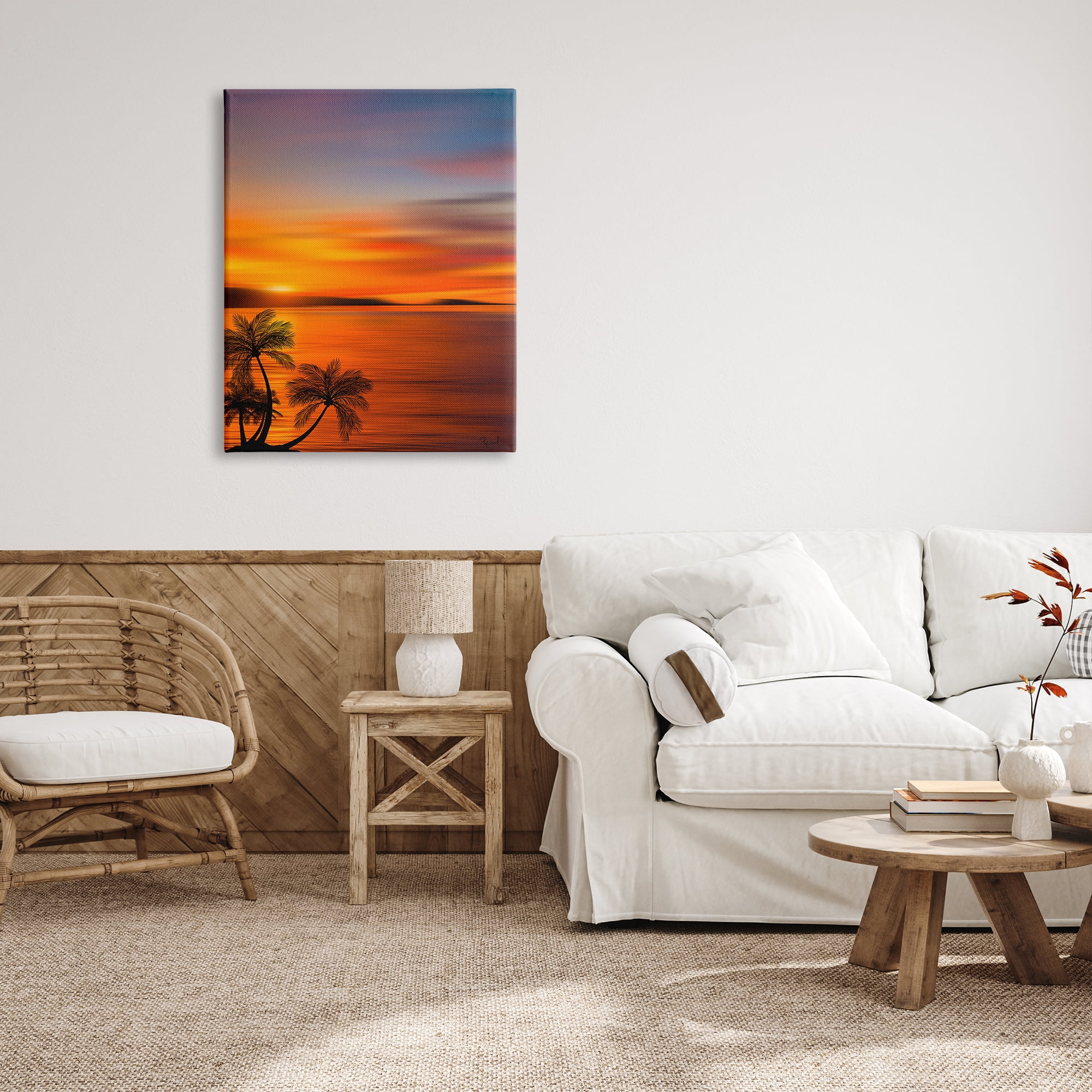 Stupell Industries Pleasant View Sunset Landscape Painting Gallery Wrapped Canvas Art Print Wall Art, 30 x 40