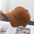 thumbnail image 3 of Eoperou Plush Baseball Cap Autumn Winter Fuzzy Curved Brim Windproof Warm Solid Color UV Protection Men Women Adults Outdoor Sports Casual Ponytail Peaked Hat, 3 of 8