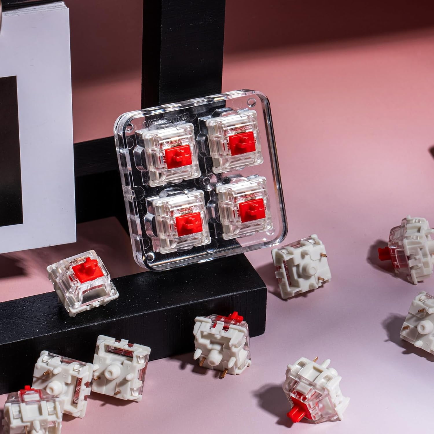 GATERON Jupiter Red Keyboard Switches, Linear 45gf RGB LED 5 Pin Factory Pre-lubed Key Switches for MX Mechanical Keyboard(Red,110PCS)