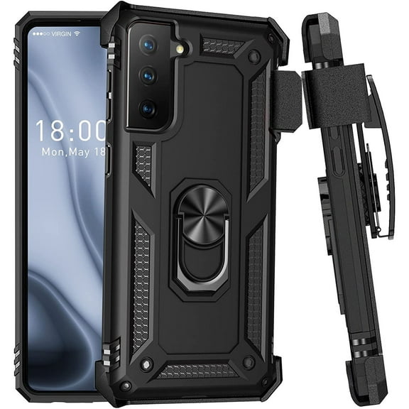 Military Grade Hybrid Case with Belt Clip Holster for Samsung Galaxy S23 Plus - Black