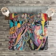 thumbnail image 2 of Ambesonne Abstract Art Quilted Bedspread Set 3 Pcs, Fantasy Portrait, King Size, Multicolor, 2 of 4