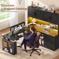thumbnail image 5 of L Shaped Electric Standing Desk with Hutch, Adjustable Height Computer Desk with 3 Drawers and Storage Shelves, 5 of 8