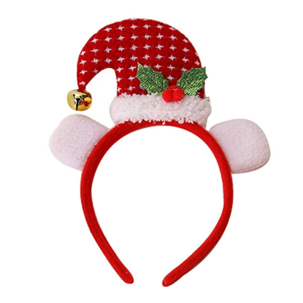Billuyoard Diademas de Navidad Accesorios para el cabello de Papá Noel Accesorios de rendimiento de dibujos animados suaves Sombreros para niños Kits de decoración para fiestas punto rojo y blanco