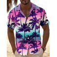 thumbnail image 3 of Camisa de hombre con estampado tropical de piña, camisa hawaiana de verano, informal, para vacaciones, verano, primavera, camisa de manga corta con cuello vuelto, tela elástica, 3 of 5