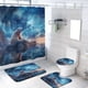 thumbnail image 1 of Juego de cortinas de ducha con diseño de oso y alfombra antideslizante, diseño de animales salvajes, fantasía, cielo estrellado colorido, decoración de baño, cortina de baño con alfombras, tapa de, 1 of 4
