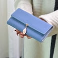thumbnail image 3 of Cartera para mujer de piel sintética con colgante de hoja, tarjetero, organizador de chequera para teléfono, monedero con cremallera, 3 of 8